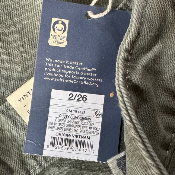 Universal Thread SZ 2/26 Vintage MIDI Jean Shorts Distressed Frayed Dusty Olive - Picture 8 of 8